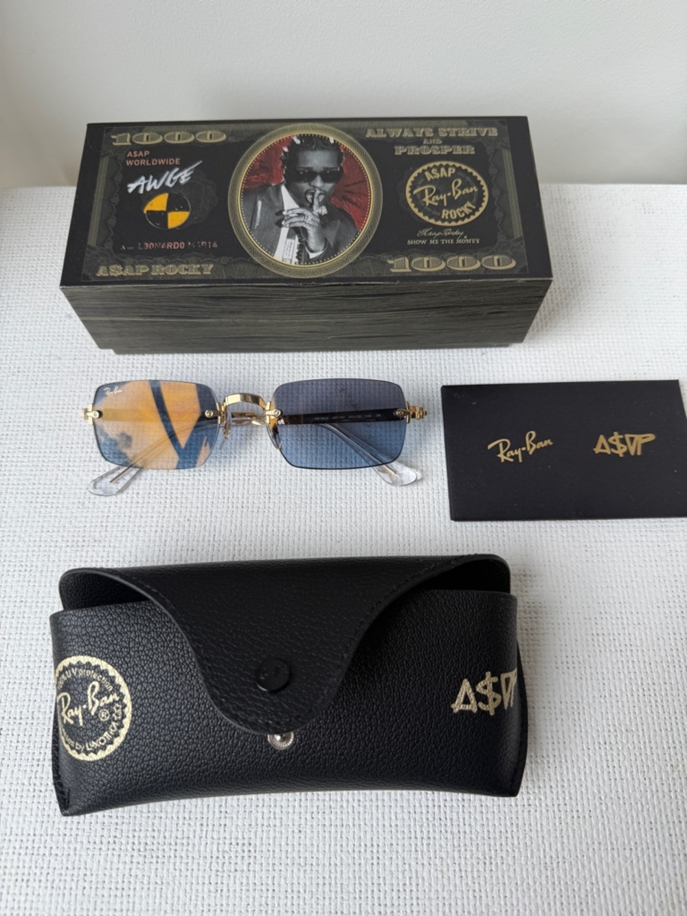 Ray-Ban A$AP Collaborative Rimless Sunglasses - Blue & Gold